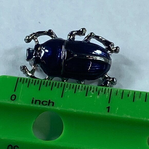 Beetle Bug Jewelry Pin Brooch Silver and Blue Color Metal Accessory Womens - Picture 3 of 16